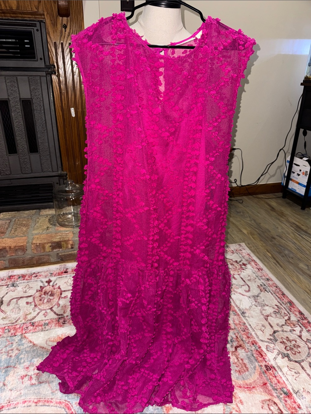 Anthropologie Maeve Bright Fuchsia Pom-Pom Tank